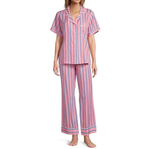 Katie Kime | Resort Stripe Pajama Pant Set | XS | Pink Blue Retro | NWT | Rare - Picture 1 of 8